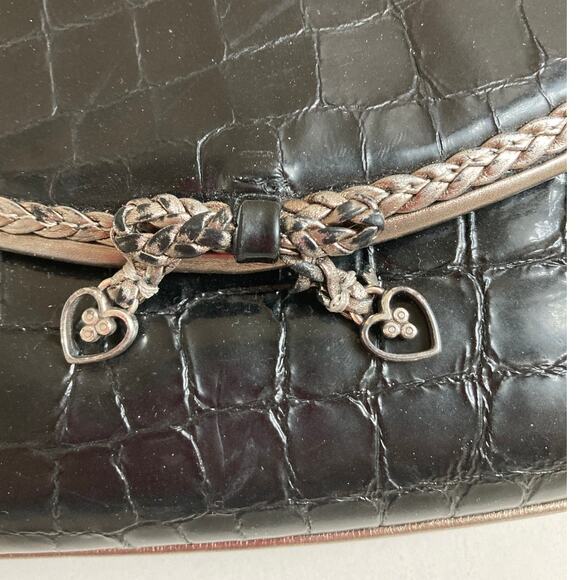 BRIGHTON MINI LEATHER ANIMAL PRINT CROSSBODY METALIC BOW - Picture 6 of 12